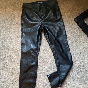 Black faux leather pants